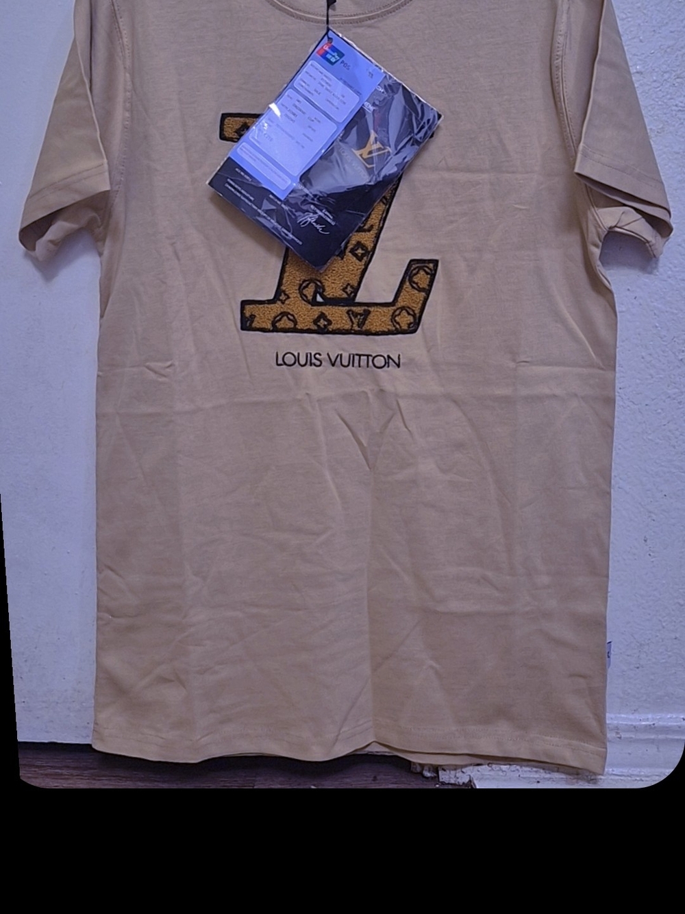 Louis Vuitton Beige Short Sleeve T-Shirt with Leopard LV Logo